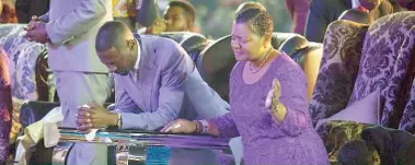  ??  ?? United Family Internatio­nal Church leader Prophet Emmanuel Makandiwa (pictured with wife) allegedly consults traditiona­l healers and stage-manages prophecies, according to papers filed in court. (See story on Page 11)