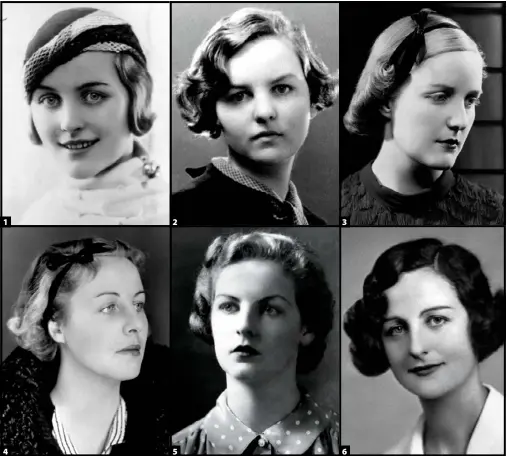  ??  ?? Mitford misses: 1. Diana, who married Oswald Mosley. 2. Jessica. 3. Unity, who shot herself when Britain went to war against Hitler. 4. Pamela. 5. Deborah. 6. Nancy. 7. The six sisters.