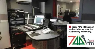  ?? ?? Radio 7441 FM has new studios to better serve the Malmesbury community.