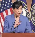  ?? DEBORAH BARFIELD BERRY/USA TODAY ?? Rep. Judy Chu, Congressio­nal Asian Pacific American Caucus leader, said the “crimes are beyond terrifying.”