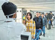  ?? Ministry of Civil Aviation ?? A thermograp­hic camera is used to screen people at an airport in Kolkata, India, after an advisory to screen arrivals from China. Screening for the virus will be done at several U.S. airports, including SFO.