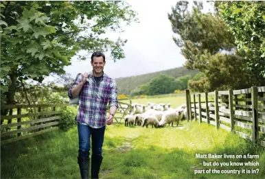  ??  ?? Matt Baker lives on a farm – but do you know which part of the country it is in?