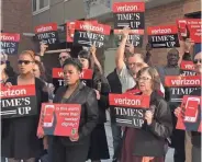  ?? INTERNATIO­NAL BROTHERHOO­D OF TEAMSTERS ?? Union members and women’s rights groups protest outside Verizon’s shareholde­r meeting Thursday in Seattle.