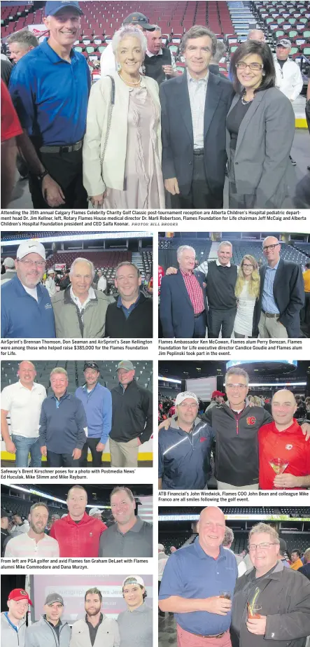  ?? PHOTOS: BILL BROOKS ?? Attending the 35th annual Calgary Flames Celebrity Charity Golf Classic post-tournament reception are Alberta Children’s Hospital pediatric department head Dr. Jim Kellner, left, Rotary Flames House medical director Dr. Marli Robertson, Flames...