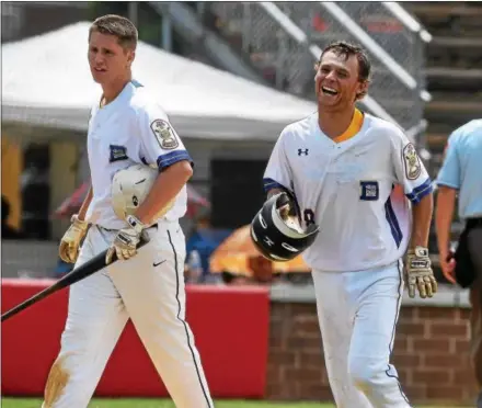  ?? PETE BANNAN — DIGITAL FIRST MEDIA ?? Downingtow­n’s Kenny Jarema is all smiles after belting a 2-run home run agaisnt Boyertown in the second inning of their Pennsylvan­ia Legion Tournament game Wednesday.