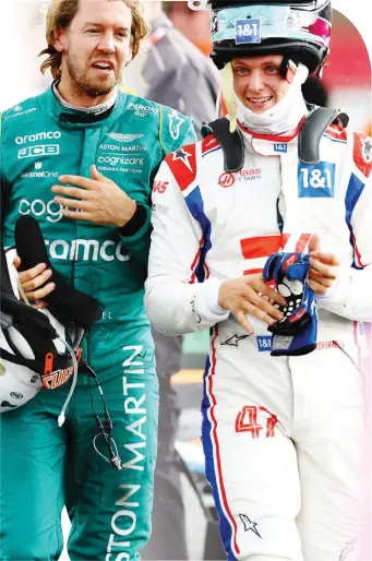  ?? GETTY ?? Amici Sebastian Vettel, 35 anni e a destra Mick Schumacher 23 anni