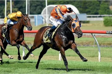  ?? PETER RUBERY/ RACE IMAGES ?? Avantage clears out to win the rich Telegraph ($225,0000) sprint for a second successive year at Trentham on Saturday.