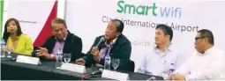  ??  ?? Secretary Art Tugade of the Department­of Transporta­tion graces the installati­on of Smart WiFi for the whole Clark Internatio­nal Airport.