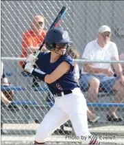  ?? Photo by Kris Everett ?? Bellmont freshman Aaliyah Faurote smashed two two-run triples Tuesday night as the Braves beat Bishop Luers 19-2 at home.