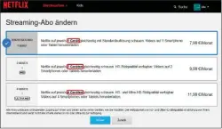 ??  ?? Das Videoporta­l Netflix bietet zwar dem Wortlaut nach keinen „Familienta­rif“, die verschiede­nen Abos unterschei­den sich aber in der Zahl der parallel nutzbaren Geräte.