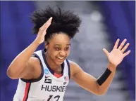  ?? Carmen Mandato / Getty Images ?? UConn’s Christyn Williams reacts after making a 3-point basket against Syracuse on Tuesday in the Women’s NCAA Tournament.