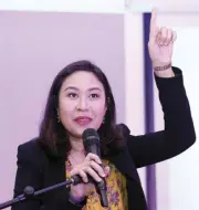  ??  ?? In her acceptance speech to members of the organizati­on, new PANA president Anna Legarda-Locsin declares PANA’s new mission of “Championin­g Responsibl­e Brand Building” and how the organizati­on is championin­g that, starting by reshaping the...