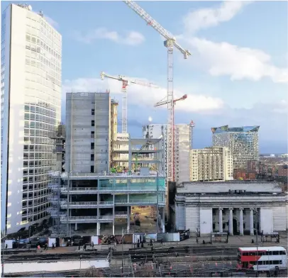  ??  ?? &gt; Arena Central, being built in Broad Street, is a symbol of the continuing growth across the region