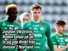  ??  ?? Jonatan Vikströms Boden satsar på att ta sig upp direkt från division 2 Norrland.