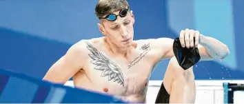  ?? Foto: Kappeler, dpa ?? Als Vierter über 800 Meter steigt Florian Wellbrock aus dem Becken, die Enttäuschu­ng ist ihm anzusehen.
