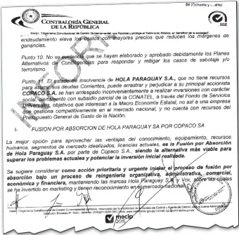  ??  ?? Extracto del informe de auditoría de la Contralorí­a de agosto de 2018, que habla de la pésima situación financiera de Vox.