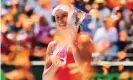  ?? Photograph: Al Bello/Getty ?? Johanna Konta holds the Miami Open winners’ trophy after victory at Key Biscayne in 2017.