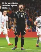  ??  ?? Hit for six...Nicolas Otamendi against Spain