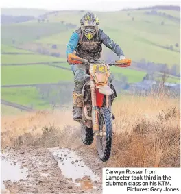  ?? ?? Carwyn Rosser from Lampeter took third in the clubman class on his KTM.
Pictures: Gary Jones