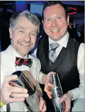  ??  ?? Science World CEO Bryan Tisdall, left, welcomed Prohibitio­n’s Robyn Gray, one of 25 top bartenders at the event.