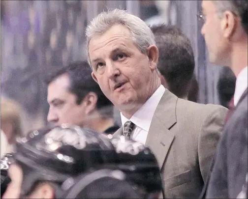  ??  ?? Head coach Darryl Sutter looks on from the Los Angeles Kings bench.