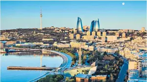  ??  ?? A gulf of difference: the oil riches of Baku, Azerbaijan’s capital, have seen it morph into the Dubai of the Caspian Sea