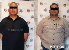  ?? ?? Dos de los elementos de la empresa Seguridad Privada Integral Macotela S.A. de C.V., detenidos en la ciudad de Tijuana, Baja California. (Foto: https://puntonorte.info/)