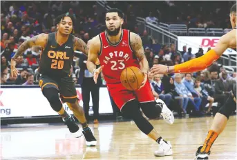  ??  ?? Toronto Raptors guard Fred Vanvleet is expected to return to the lineup soon, which means coach Nick Nurse will have to decide whether to use Norman Powell as a starter or reserve. KIM KLEMENT/USA TODAY SPORTS