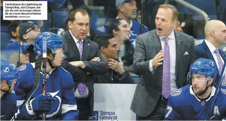  ?? PHOTO AFP ?? L’entraîneur du Lightning de Tampa Bay, Jon Cooper, est sûr de voir sa troupe rebondir au cours des prochaines semaines.