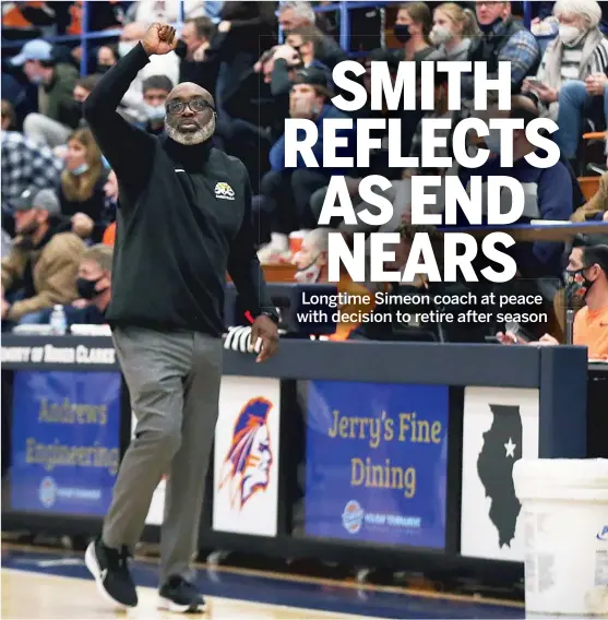  ?? ALLEN CUNNINGHAM/SUN-TIMES ?? Simeon coach Robert Smith has a 480-92 record and has won six state titles and seven city championsh­ips during his tenure at the school.