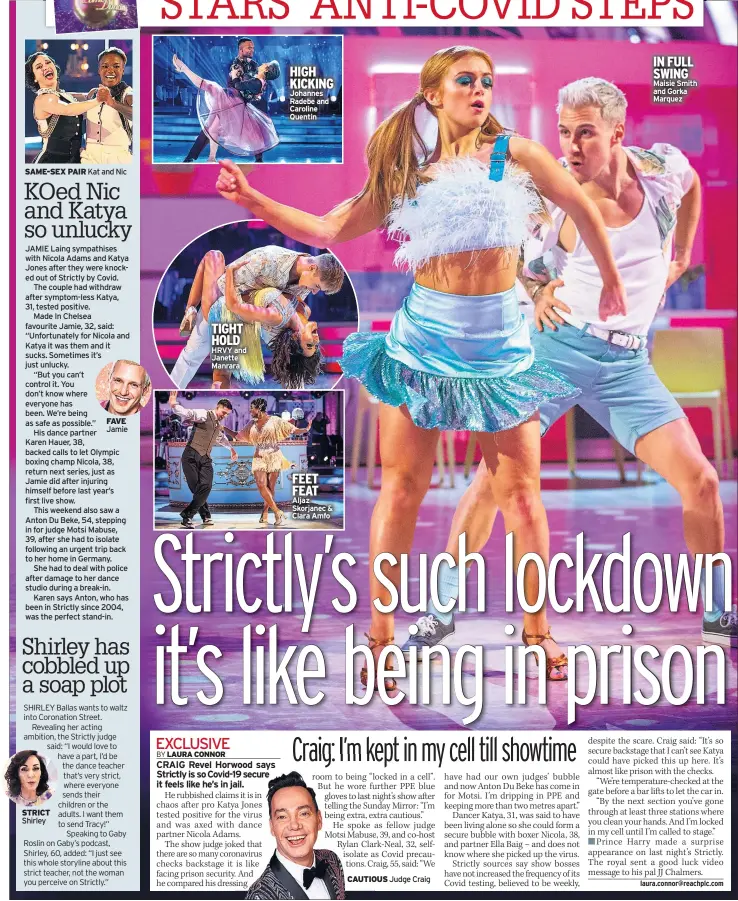  ??  ?? TIGHT HOLD HRVY and Janette Manrara
HIGH KICKING Johannes Radebe and Caroline Quentin
FEET FEAT Aljaz Skorjanec & Clara Amfo
IN FULL SWING Maisie Smith and Gorka Marquez