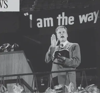  ?? GJON MILI/THE LIFE PICTURE COLLECTION/GETTY IMAGES ?? Evangelist Billy Graham, seen preaching at New York’s Madison Square Garden, was a key religious figure in the U.S.