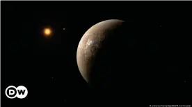  ??  ?? Impresión artística del planeta Proxima b orbitando la estrella enana roja Proxima Centauri, la estrella más cercana al sistema solar.