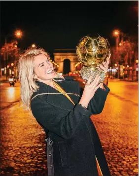  ?? PHOTO: TWITTER ?? Ada Hegerberg with the Ballon d’Or trophy.