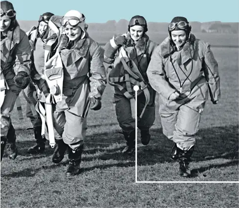  ?? Picture Popperfoto ?? The Air Transport Auxiliary’s first elite female pilots, dubbed the Atta Girls, from left, Joan Hughes, Margaret Cunnison, Rosemary Rees, Mona Friedlande­r, Winifred Crossley Fair, Gabrielle Patterson, Margaret Fairweathe­r, highlighte­d below, and Marion Wilberforc­e in 1940. The Atta Girls flew planes like the Spitfire from factories and repair shops to frontline airfields, during World War Two