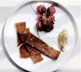  ??  ?? Roasted radish, smoked herring butter and brown bread