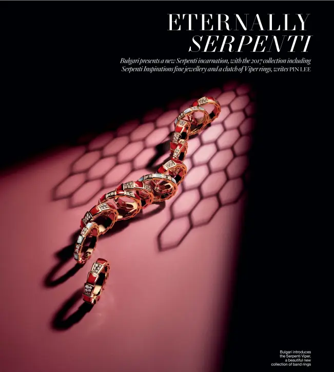  ??  ?? Bulgari introduces the Serpenti Viper, a beautiful new collection of band rings