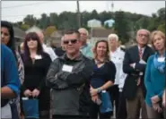  ?? MARIAN DENNIS — DIGITAL FIRST MEDIA ?? Community members gathered on the platform at the Colebrookd­ale Railroad Station in Boyertown to celebrate the announceme­nt of a $1.5 million grant to expand the station.