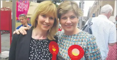  ??  ?? Shadow Foreign Secretary Emily Thornberry with Labour MP for Canterbury Rosie Duffield