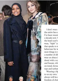  ??  ?? HALIMA ADEN AND GIGI HADID AT THE ALBERTA FERRETTI FALL 2017 SHOW IN MILAN