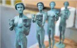  ?? — AFP ?? Statuettes known as ‘ the Actor’ on display at the American Fine Arts Foundry on in Burbank, California on Tuesday, where the statues are being made for the Screen Actors Guild ( SAG) Awards to be held on January 21.