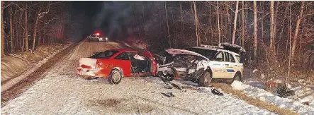  ?? RCMP/THE CANADIAN PRESS ?? A Devon RCMP member is recovering from serious injuries following an early-morning crash outside of Devon. A 53-year-old man faces numerous impaired-driving charges.