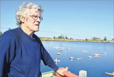  ?? KATHY JOHNSON ?? Floyd Stewart talks about his miniature boats.