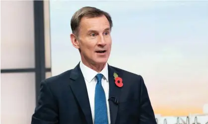  ?? Photograph: James Manning/ PA ?? ‘If you want to give people confidence about the future, you have to be honest about the present,’ Hunt said.