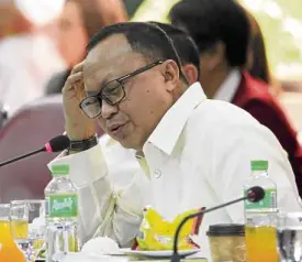  ?? —INQUIRER PHOTO ?? SUED FOR GRAFT Rep. Ben Evardone listens to speakers during a hearing at the House of Representa­tives in September 2014.