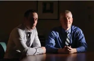  ??  ?? Crown attorneys Mark Heerema, left, and Paul Carver at their office in Halifax. They handled the prosecutio­n in Glen Race’s 2013 Canadian trial in the deaths of two men, which resulted in an NCR (not criminally responsibl­e) verdict.