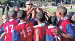  ??  ?? LEADERSHIP: Former prisoner Ernesto Love is giving the team of boys aged between 11 and 14 a hand up at the sport leadership camp at Drakenstei­n.