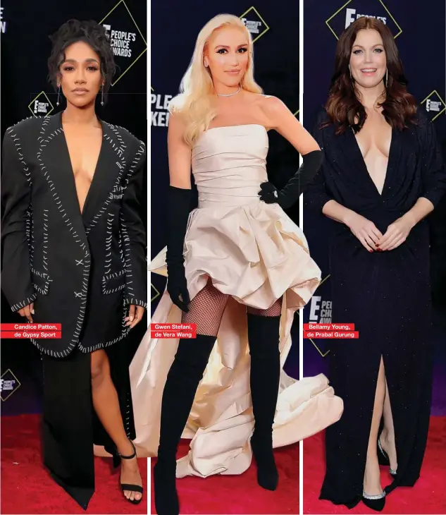  ??  ?? Candice Patton, de Gypsy Sport
Gwen Stefani, de Vera Wang
Bellamy Young, de Prabal Gurung