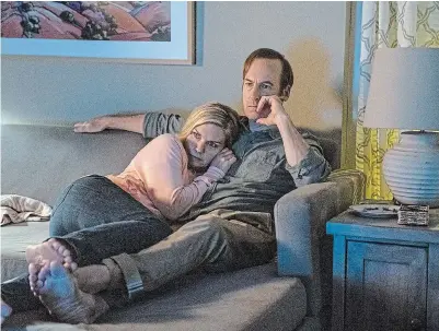  ?? GREG LEWIS AMC/SONY PICTURES ?? Rhea Seehorn, left, as Kim Wexler and Bob Odenkirk as Jimmy McGill in “Better Call Saul.”