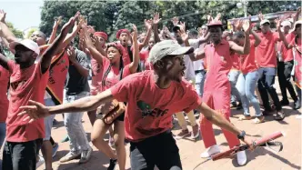  ?? DOCTOR NGCOBO African News Agency (ANA) ?? EFF Students Command at Durban University of Technology took to the streets to march after one of their own was shot and killed allegedly by a security guard.